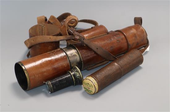 A WWI Snipers observer telescope, TEL.SIG. MKIV also GS, 1917, by Ryland & Son Ltd. with additional lens and another smaller telescope